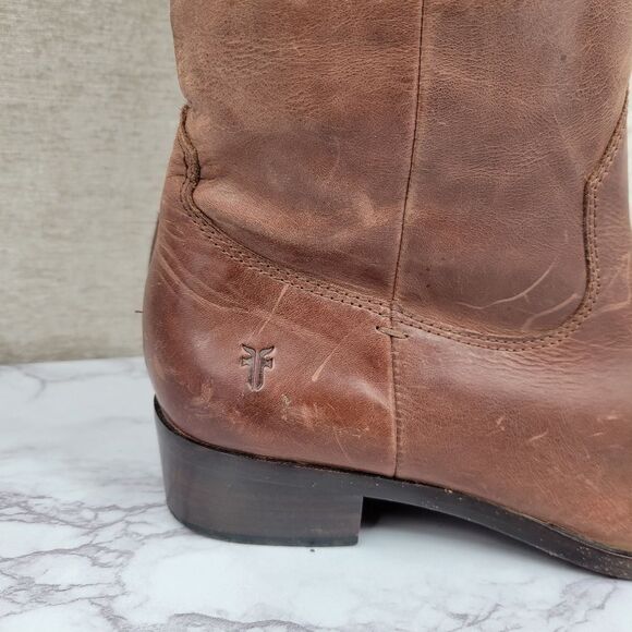 Frye Brown Leather Cowgirl Cowboy Western Boho Women's Riding Boots - Picture 2 of 15